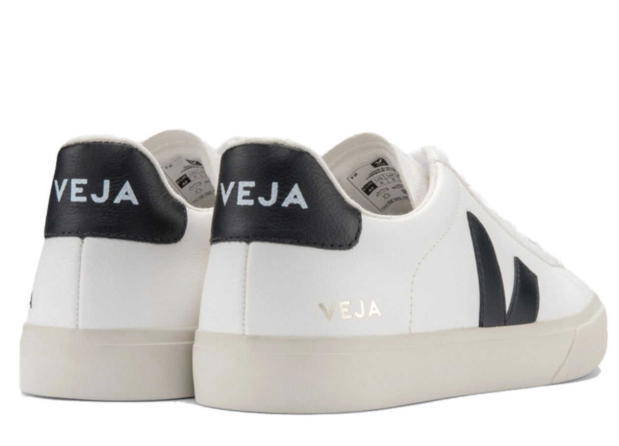 VEJA Campo Chrome-free LEATHER EXTRA WHITE-BLACK SNEAKERS