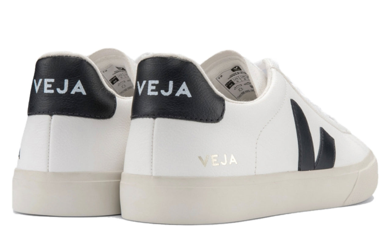 VEJA Campo Chrome-free LEATHER EXTRA WHITE-BLACK SNEAKERS